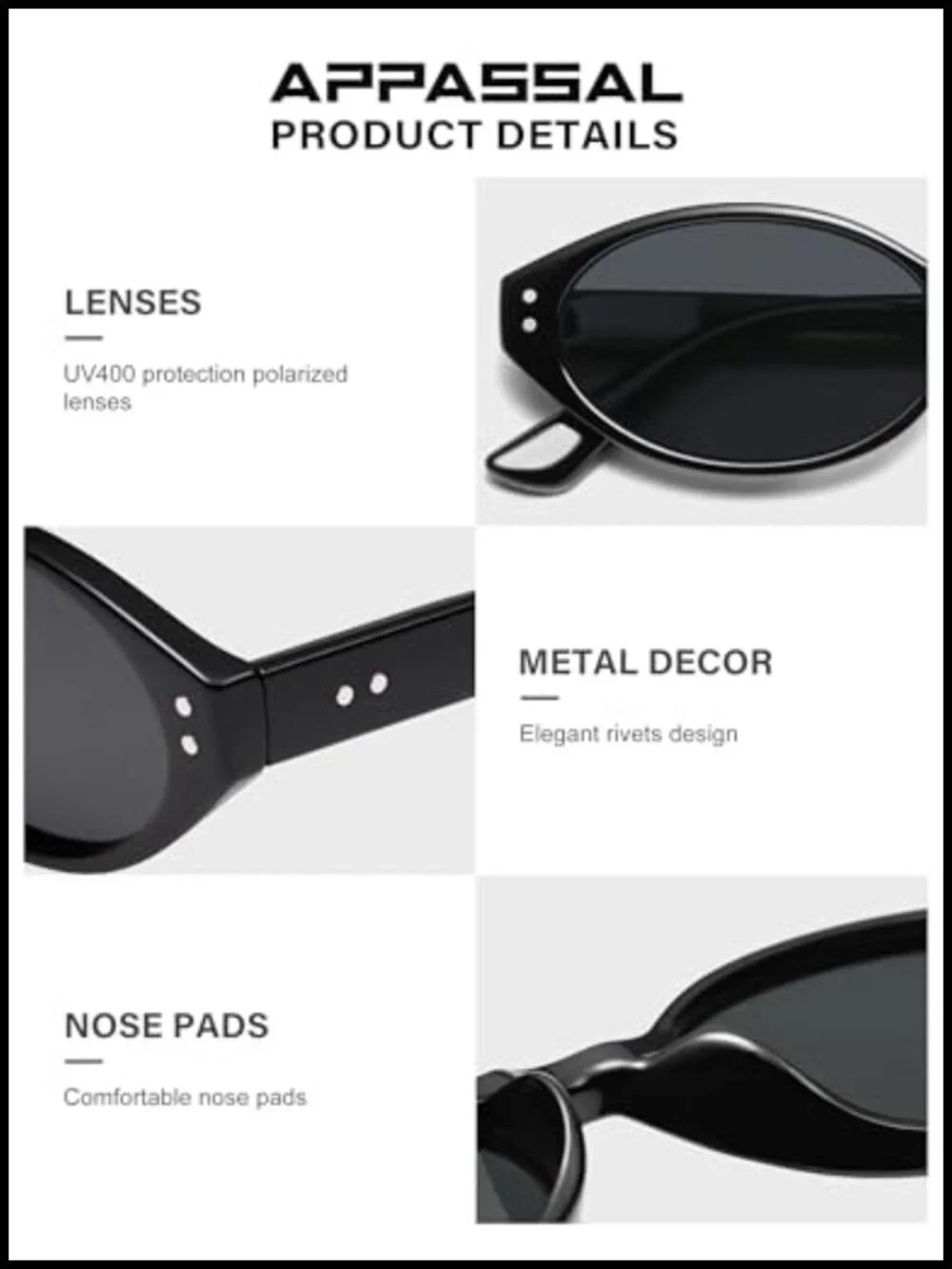 Retro Oval Cat Eye Sunglasses, Polarized UV400, Skinny Narrow Small Y2K 90s